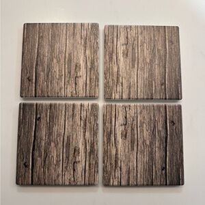 Rustic Wood Grain Coasters Set